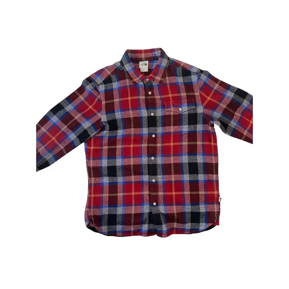 The North Face Men's Flannel Button Down Large Plaid Red
